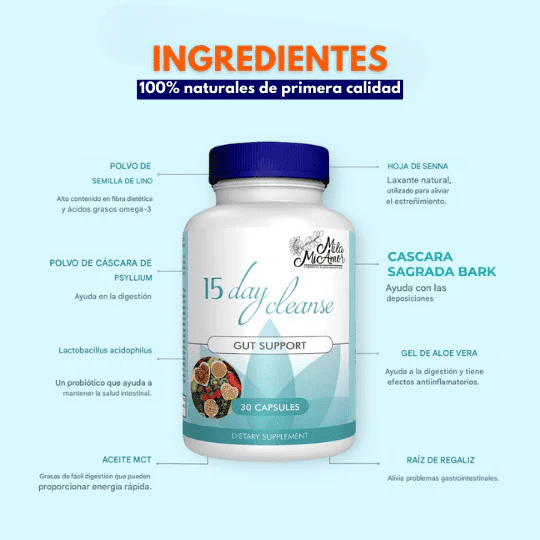 🧼 15 Day Cleanse – Limpia, Depura y  Revitalisa tu Sistema Digestivo